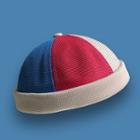 Paneled Brimless Hat Blue & Red & Beige - One Size