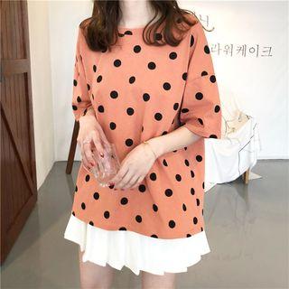Polka Dot Elbow Sleeve T-shirt