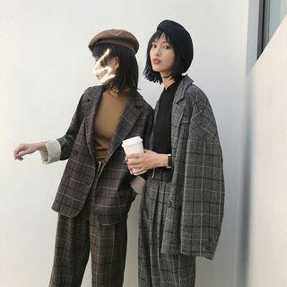 England-plaid Loose-fit Blazer