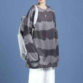 Round-neck Two Tone Letter Oversize Top