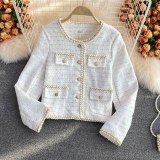 Braided Trim Tweed Blazer