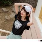 Lace Heart Short Sleeve T-shirt