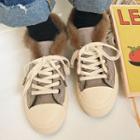 Furry Lace-up Canvas Sneakers