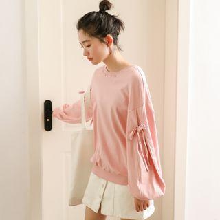 Long-sleeve Tie Side T-shirt