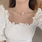 Faux Pearl Acrylic Petal Necklace Necklace - One Size