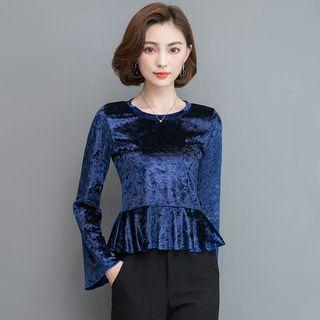 Long-sleeve Ruffle Hem Top