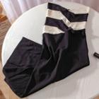 Strapless Two-tone Knit Mini Sheath Dress Black & White - One Size