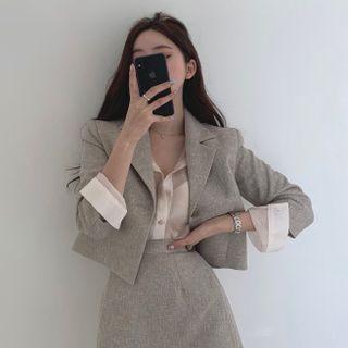 Long Sleeve Plain Cropped Blazer