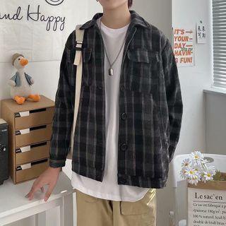 Plaid Cargo Shirt Jacket
