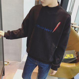 Embroidered Mock Neck Sweatshirt