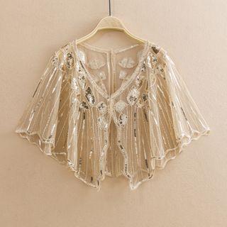 Sequined Mesh Cape