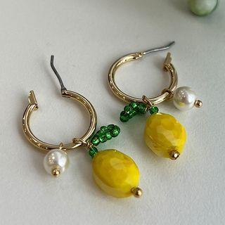 Beaded Faux-pearl Hoop Earring Gold - One Size