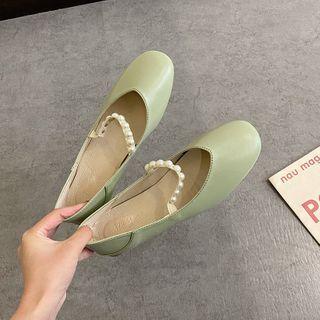 Low Heel Faux Pearl Strap Sandals