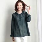 Long-sleeve Sheer Layered Collar Blouse