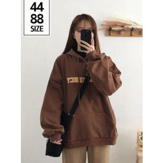 Couple Letter-embroidered Kangaroo-pocket Hoodie