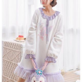 Printed Lace Hem Dress
