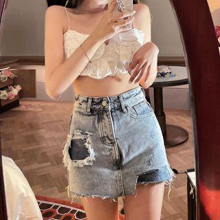Denim A-line Skirt / Camisole Top