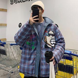 Reversible Printed Plaid Padded Coat
