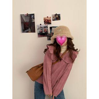 Ruffled Peter Pan Collar Knit Sweater