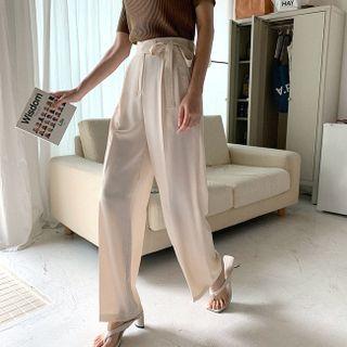 Tie-waist Pleated Dress Pants