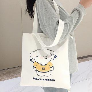 Print Canvas Tote Bag Question Sheep - White - One Size