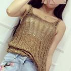 Perforated Knit Tank Top