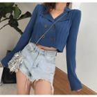 Long-sleeve Cropped Open Knit Top