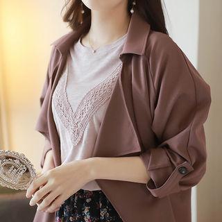 Open-front Chiffon Trench Coat