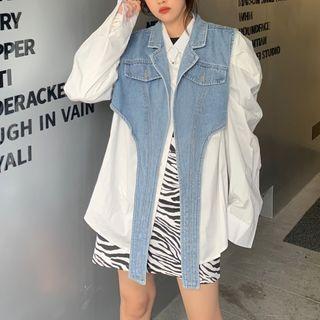 Long-sleeve Shirt / Denim Vest