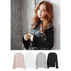 Mock-neck Frill-edge Textured Top