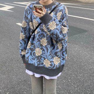Floral Print Sweater Floral - Blue - One Size