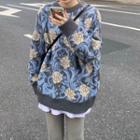 Floral Print Sweater Floral - Blue - One Size