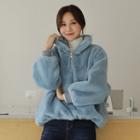 Drawcord-hem Faux-fur Zipped Pullover