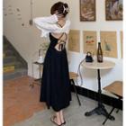 Open Tie-back Sleeveless Midi Dress / Asymmetrical Cape Top