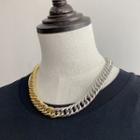 Asymmetrical Chunky Chain Alloy Necklace Gold & Silver - One Size
