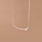 Rhinestone Bow Necklace 1pc - Silver - One Size