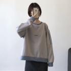 Lettering Striped Pullover Gray - One Size