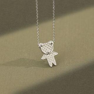925 Sterling Silver Bear Necklace 925 Silver - Silver - One Size