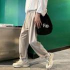 Plain Drawstring Straight-leg Dress Pants