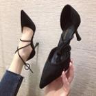 Pointy Lace-up Stiletto Heel Pumps