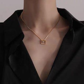 Rhinestone Alloy Envelope Pendant Necklace 1 Piece - Necklace - Gold - One Size