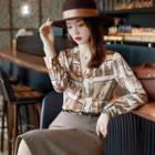 Animal Print Shirt / Houndstooth Midi A-line Skirt