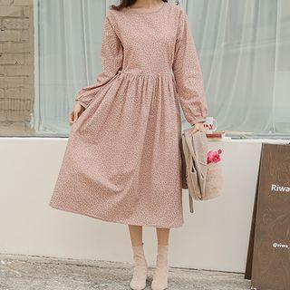 Tie-side Napped Long Floral Dress