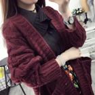 Long Open-front Cable-knit Cardigan