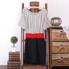 Stripe Panel Short-sleeve Sheath Dress