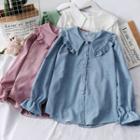 Ruffled-trim Sailor-collar Loose-fit Shirt