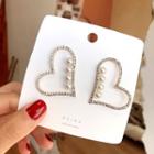 925 Sterling Silver Heart Dangle Earring Bb2058 - Gold - One Size