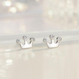 Crown Ear Stud 1 Pair - 925 Silver - Silver - One Size