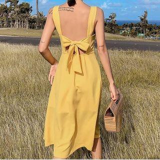 Ribbon Open-back Midi Sundress