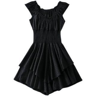 Sleeveless A-line Eyelet Lace Layered Dress
